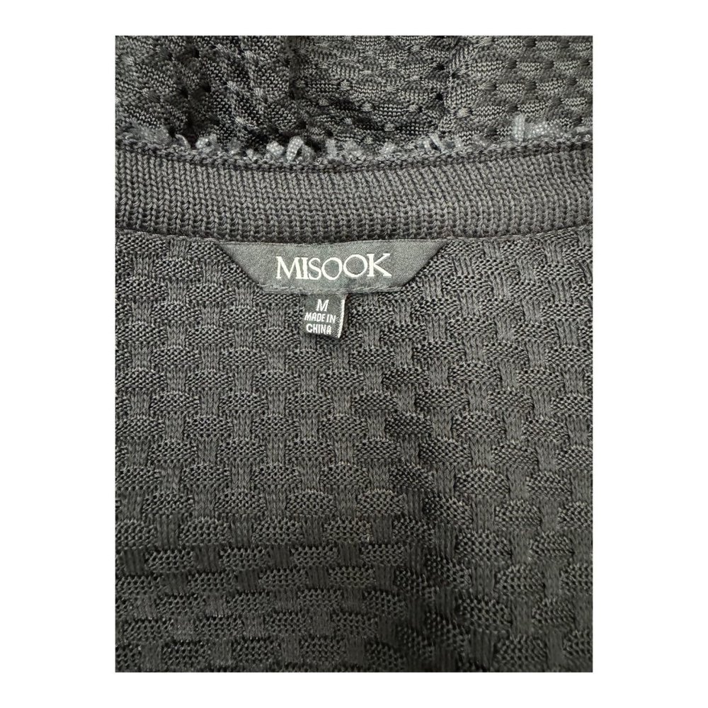 Misook Embroidered Knit Jacket 3/4 Sleeve Lace Patch Embellished Buttons Black M - Picture 13 of 16